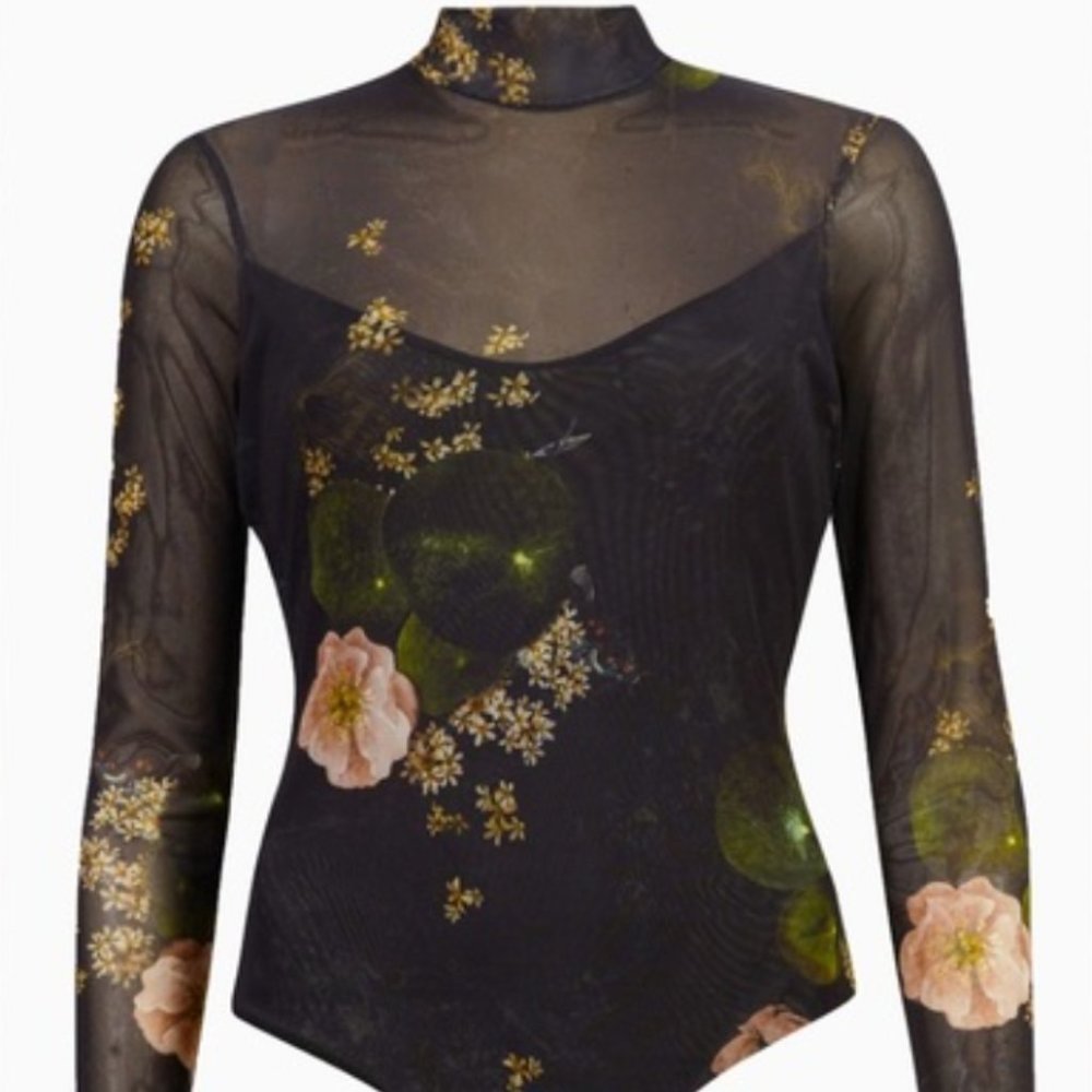 AllSaints Elia Asago Black Bodysuit - Size 4